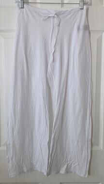 Natori Pima Cotton Cropped Wide Leg White Lounge Pants Size XS